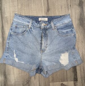 GUESS vintage Y2K Retro Women's Blue Denim Shorts 2in Inseam High Rise Size 28